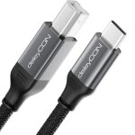 Ersan - 5m usb c cble d'imprimante (pour imprimante, scanner, midi) - c vers b - cble tress + connecteur ...