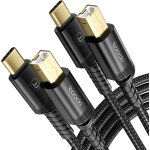 Ersan - cble imprimante usb b vers usb c 2m, lot de 2 cble scanner avec cable en nylon et fiche en ...