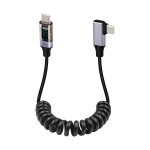 Ersan - cble usb c spiral vers usb c avec cran led, cordon de charge usbc rtractable  charge rapide ...