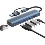Ershi - adaptateur usb ethernet 3 ports usb3. 0 et type - c, 5 en 2 hub usb c adaptateur gigabit rj45 ...