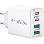 Ershi - chargeur usb c, 40w 4 port prise usbc chargeur rapide iphone, multi secteur double port pd + ...