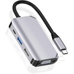 Ershi - hub adaptateur usb c, 4 en 1 usb de type c vers hdmi 4k, vga, usb 3. 0 et usb - c pd station ...
