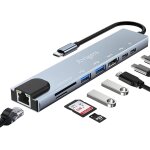 Ershi - hub usb c, 8 en 1 adaptateur usb c avec rj45 ethernet, 4k hdmi, 100w pd, lecture de carte sd ...