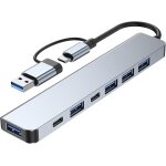 Ershi - station d'accueil usb c 7 en 1 avec adaptateur usb c, 4 ports usb 2. 0, 1 usb 3. 0, 5 w power ...