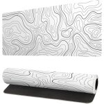 Ershi - tapis de souris de jeu blanc avec contour topographique xl, lignes de carte gographique, grand ...