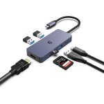 Ershi - usb c hub, 7 in 1 adaptateur usb c avec 4k hdmi dual display, 100w type c pd, 3 usb 3. 0 5gbps, ...