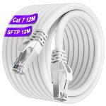 Ethernet cable 12 m, rj45 cat 7 12 m shielded high speed s / ftp network cable white gigabit outdoor ...