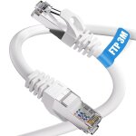 Ethernet cable 3 m, cat 6 rj45 ftp shielded network cable, gigabit high speed internet cable 3 m, white, ...