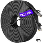 Ethernet cable 40 m, rj45 cat 6 40 m, high speed flat fiber lan network cable 1000 mbps outdoor indoor ...