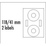 Etiquettes pour cd 118 / 41 mm a4 matt white 2 labels 2 prouky 140g / m2 packed by