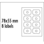 Etiquettes pour cd 78 x 55 mm a4 matt white 8 labels cd - r card 140g / m2 packed by