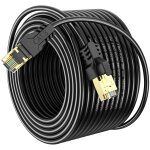 Euop - cble ethernet cat 8 50m, haute vitesse 40 gbit / s, 2000 mhz, 26 awg, cable rj45 plaqu or, rsistant ...