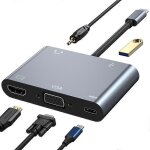 Evago 5 en 1 r�partiteur de hub usb c 1 port hdmi uhd 4k, 1 port vga, 1 prise casque, 1 prise sd, 1 dongle ...