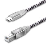 Fasgear cable midi en nylon tresse de type c vers usb b avec connecteur en metal compatible avec imprimantes ...