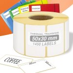 Fchhk - 1 rouleau d'tiquettes adhsives 50 x 30 mm, diamtre intrieur noyau de 40 mm, pour imprimantes ...