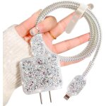 Forme de onde mignonne kit protecteur de cble pour chargeur de iphone, design de paillettes brillantes ...