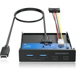 Frontpanel 4 ports hub tous avec 10gbit / s, 2x usb - c + 2x usb - a hub usb3. 2 gen2, frontpanel pour ...