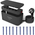 Grand bo�tier de c�ble avec barrette de prises multiple � 5 voies avec 3 connexions de charge usb, adaptateur ...