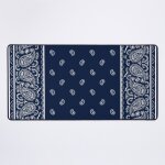 Grand tapis de souris gaming pour bureau bandana bleu marine et blanc 75x40cm antidrapante clavie