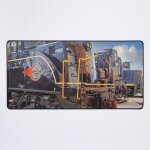 Grand tapis de souris gaming pour bureau dans la cour - photographie de locomotives 75x40cm antidrapante ...