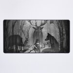 Grand tapis de souris gaming pour bureau musique pour violoncelle, renard, loup, cerf et fort 75x40cm ...