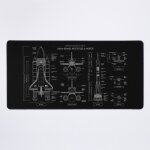 Grand tapis de souris gaming pour bureau navette spatiale de la nasa contre soyouz (pochoir blanc - sans ...
