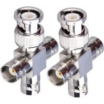 Gueb - lot de 2 connecteurs coaxiaux bnc mles a 3 femelles de type t rf adaptateur coaxial rpartiteur ...