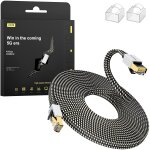 Hamiltion - cble ethernet cat8 10m, cordon de raccordement lan tress en nylon haute vitesse, cble ...