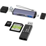 Hamiltion - lecteur de cartes 6 en 1 usb - otg, compatible avec les priphriques lightning, type - c, ...