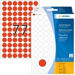Herma - papier - mat - adh�sif permanent - rouge - diam�tre 13 mm 1848 �tiquette(s) (24 feuille(s) x ...