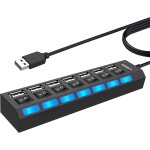 Hub, multiprise usb 7 en 1 port multiple pour pc, multiprise usb avec interrupteur hub 2. 0 avec cble ...