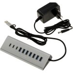 Hub multiprise usb3 aluminium 10 ports (usb 3. 0 5gb) avec alimentation 12v 3a 7 ports type usb a et ...