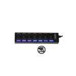Hub noir 7 ports usb 2. 0 avec 7 tmoins led et 7 interrupteurs