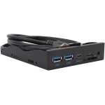 Hub de panneau avant de 3, 5 pouces, hub usb interne en m�tal a 6 ports, 2xusb 3. 0, usb c, 3, 5 mm, ...