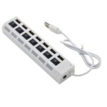 Hub usb 2. 0 - 7 ports - switch on off - blanc