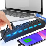 Hub usb 3. 0 7 ports usb 5 go / s, hub de donnes avec interrupteur spar, port d'alimentation avec ...