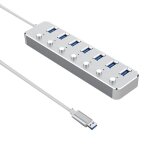 Hub usb 3. 0 a 7 ports en alliage d'aluminium, 60 c�bles, s�parateur jusqu'a 5gbps (prise ue)