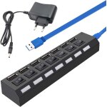 Hub usb 3. 0  7 ports avec cble de 60 cm, rpartiteur usb, adaptateur multiport, hub usb avec bloc ...