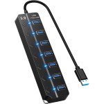 Hub usb 3. 0 7 ports avec interrupteur spar et led, multi port usb hub aliment adaptateur pour transfert ...