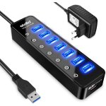 Hub usb 3. 0 7 ports multi port usb alimenté avec interrupteur indépendant et 5v / 4a 20w adaptateur ... Hub usb 3. 0 7 ports multi port usb alimenté avec interrupteur indépendant et 5v / 4a 20w adaptateur ...