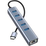Hub usb 3. 0 ethernet 6 in 1 multiprise usb rpartiteur c pour adaptateur en aluminium avec 1 port lan ...