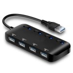 Hub usb 3. 0 multiprise, multi 4 ports usb multiple ultra fin avec voyants de commutateurs d'alimentation ...