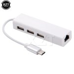 Hub usb 3. 1 type c vers ethernet, adaptateur r�seau lan, 100mbps, rj45, avec 3 ports, pour macbook pro, ...