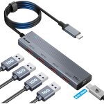 Hub usb 3. 2 vers 4 ports usb - a, concentrateur avec cble etendu de 1. 2m, 10gbps gen 2 avec port d'alimenta ...