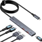 Hub usb 3. 2 vers 4 ports usb - a, concentrateur avec cble etendu de 1. 2m, 10gbps gen 2 avec port d'alimenta ...