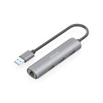 Hub usb 4 en 1 - aisens - 3xusb - a - rj45 ethernet gigabit - usb 3. 0 - gris - 15 cm - plug and play ...
