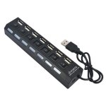 Hub usb 7 ports - aihontai - 2. 0 - noir - adaptateur d'alimentation - accessoires ordinateur portable ...