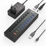 Hub usb active 3. 2 avec adaptateur secteur 36 w (12 v / 3 a), 10 ports usb 3. 2 hub avec ports de donn�es ...