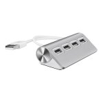Hub usb, hub usb en aluminium 4 ports premium avec cble blind de 11 pouces pour imac, macbooks, pc ...