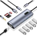 Hub usb c 11 en 1, ethernet, hdmi 4k, pd 100w, usb c 3. 0, lecture de carte sd / tf, audio jack, dock ...